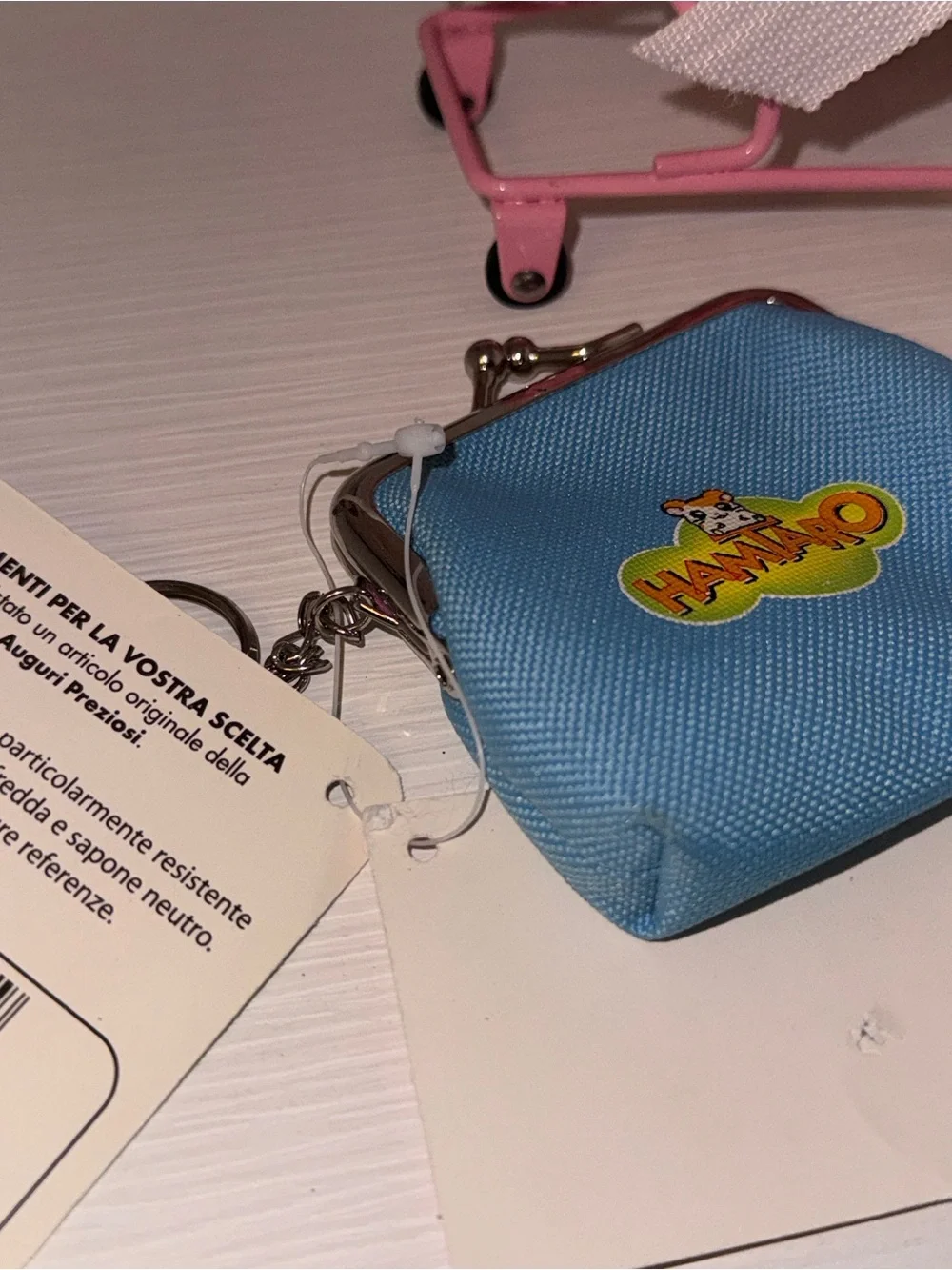 Hamtaro blue Canvas Coin Purse Keychain
